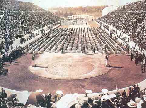 1906 Summer Olympic Games. The opening ceremony which was held in the Pan-Athenian Stadium.